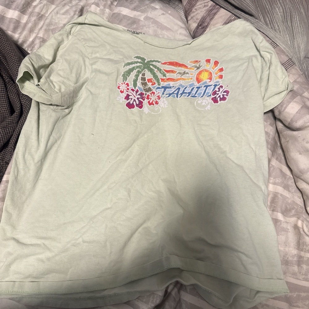 Tahiti Graphic T-Shirt off the shoulder